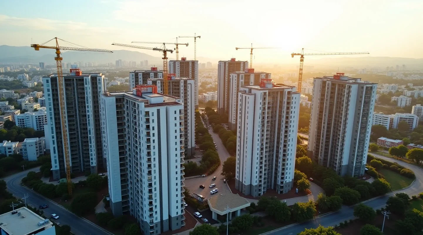 Vista aérea de un conjunto residencial